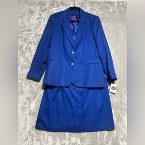 VTG Stephen Douglas Skirt Suit Set Women’s 14 Wool Blue